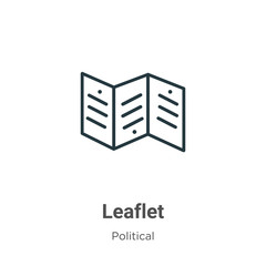 Leaflet outline vector icon. Thin line black leaflet icon, flat vector simple element illustration from editable political concept isolated stroke on white background