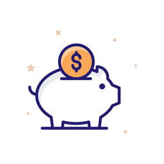 Saving Vector illustration Outline Filled With Color Background and Investment icon.