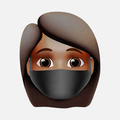 Woman wearing protective Medical mask for prevent virus Novel Coronavirus 2019-nCoV and air pollution. Vector illustration.