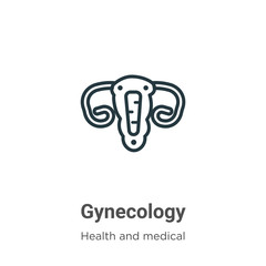 Obraz premium Gynecology outline vector icon. Thin line black gynecology icon, flat vector simple element illustration from editable health and medical concept isolated stroke on white background