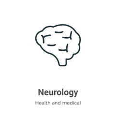 Neurology outline vector icon. Thin line black neurology icon, flat vector simple element illustration from editable health and medical concept isolated stroke on white background