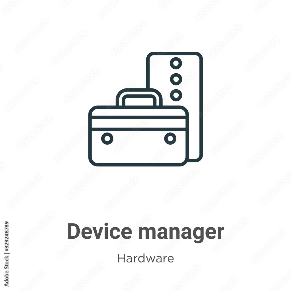 Poster device manager outline vector icon. thin line black device manager icon, flat vector simple element 