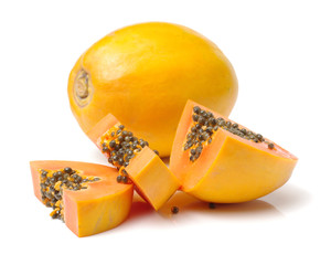 Papaya fruit isolated on a white background