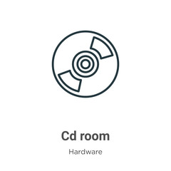 Cd room outline vector icon. Thin line black cd room icon, flat vector simple element illustration from editable hardware concept isolated stroke on white background