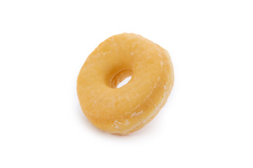 Glazed donut isolated on white background.