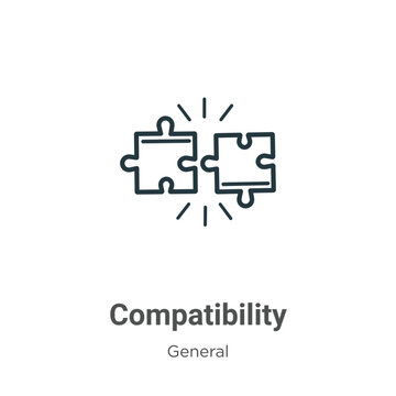 Compatibility outline vector icon. Thin line black compatibility icon, flat vector simple element illustration from editable general concept isolated stroke on white background