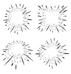 Explosion of fireworks, starburst. Sparkling doodle design element, vector illustration frame for text.