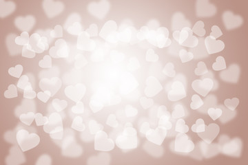 Abstract heart white bokeh on red-orange color for background.