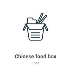 Chinese food box outline vector icon. Thin line black chinese food box icon, flat vector simple element illustration from editable food concept isolated stroke on white background