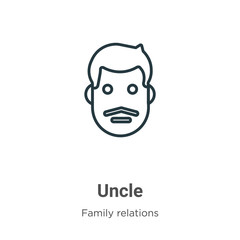 Uncle outline vector icon. Thin line black uncle icon, flat vector simple element illustration from editable family relations concept isolated stroke on white background