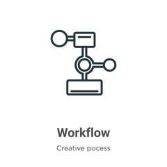 Workflow outline vector icon. Thin line black workflow icon, flat vector simple element illustration from editable creative pocess concept isolated stroke on white background