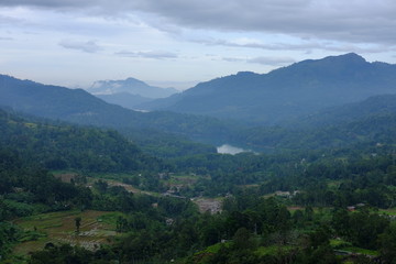 beautiful landscape of mountains and forest on the island of Sri Lanka