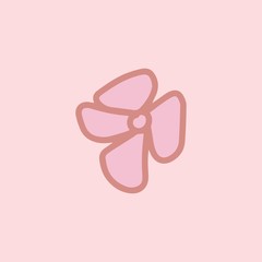 Obraz na płótnie Canvas Sign hand drawn herbal Twig leaves. Floral sprig. Spring flower, buttons, blade, bush isolated on pink background. Cartoon outline vector illustration