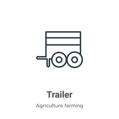 Trailer outline vector icon. Thin line black trailer icon, flat vector simple element illustration from editable farming and gardening concept isolated stroke on white background