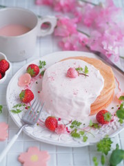 春スイーツ 桜パンケーキ