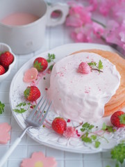 春スイーツ 桜パンケーキ