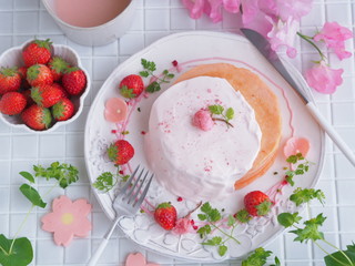 春スイーツ 桜パンケーキ