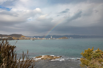仁右衛門島からの海に架かる虹　千葉県鴨川市　日本