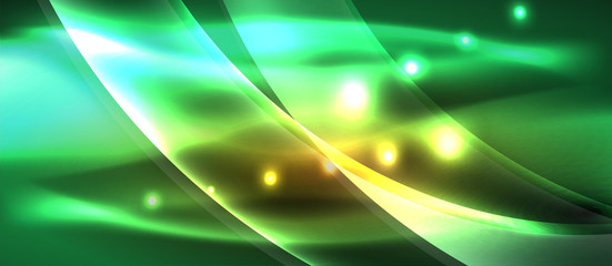 Abstract background. Shiny design neon waves with light effects, techno trendy design. Vector Illustration For Wallpaper, Banner, Background, Card, Book Illustration, landing page