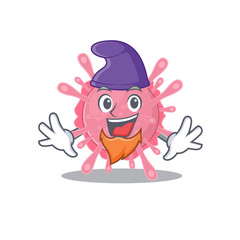 Cute and funny corona virus germ cartoon character dressed as an Elf