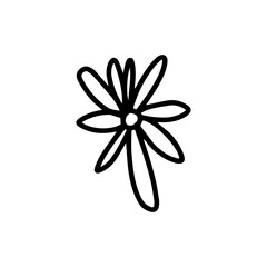 Sign herbal Twig leaves. Floral sprig. Spring flower, buttons isolated on white background. Doodle outline vector illustration