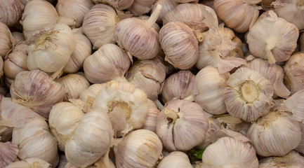 pile of garlic view from the top.