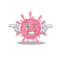 Smiley corona virus germ cartoon design style showing wink eye