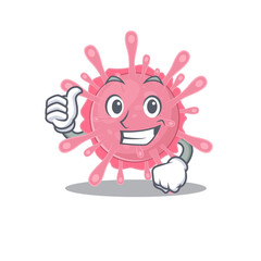 Cool corona virus germ cartoon design style making Thumbs up gesture