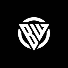BW logo with triangle shape and circle rounded design template