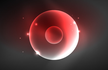 Neon shiny transparent glowing circles with light effects. Techno futuristic vector abstract background For Wallpaper, Banner, Background, Card, Book Illustration, landing page