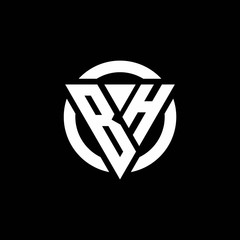 BH logo with triangle shape and circle rounded design template