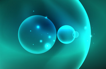 Neon shiny transparent glowing circles with light effects. Techno futuristic vector abstract background For Wallpaper, Banner, Background, Card, Book Illustration, landing page