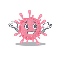 Happy face of corona virus germ mascot cartoon style