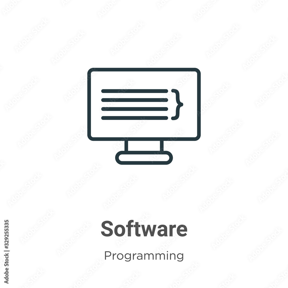 Poster software outline vector icon. thin line black software icon, flat vector simple element illustration