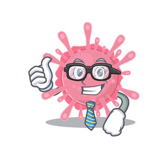 Corona virus germ Businessman cartoon character with glasses and tie
