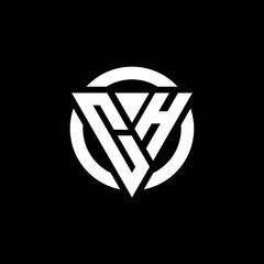 CH logo with triangle shape and circle rounded design template