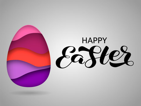 Happy Easter brush lettering. Vector stock illustration for banner or poster