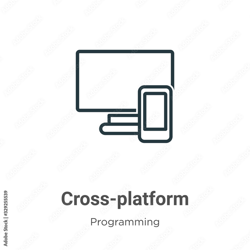 Poster cross-platform outline vector icon. thin line black cross-platform icon, flat vector simple element 