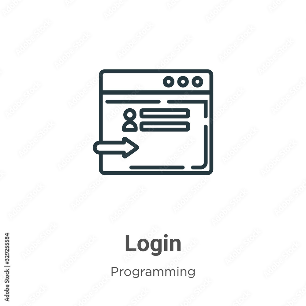 Poster login outline vector icon. thin line black login icon, flat vector simple element illustration from 
