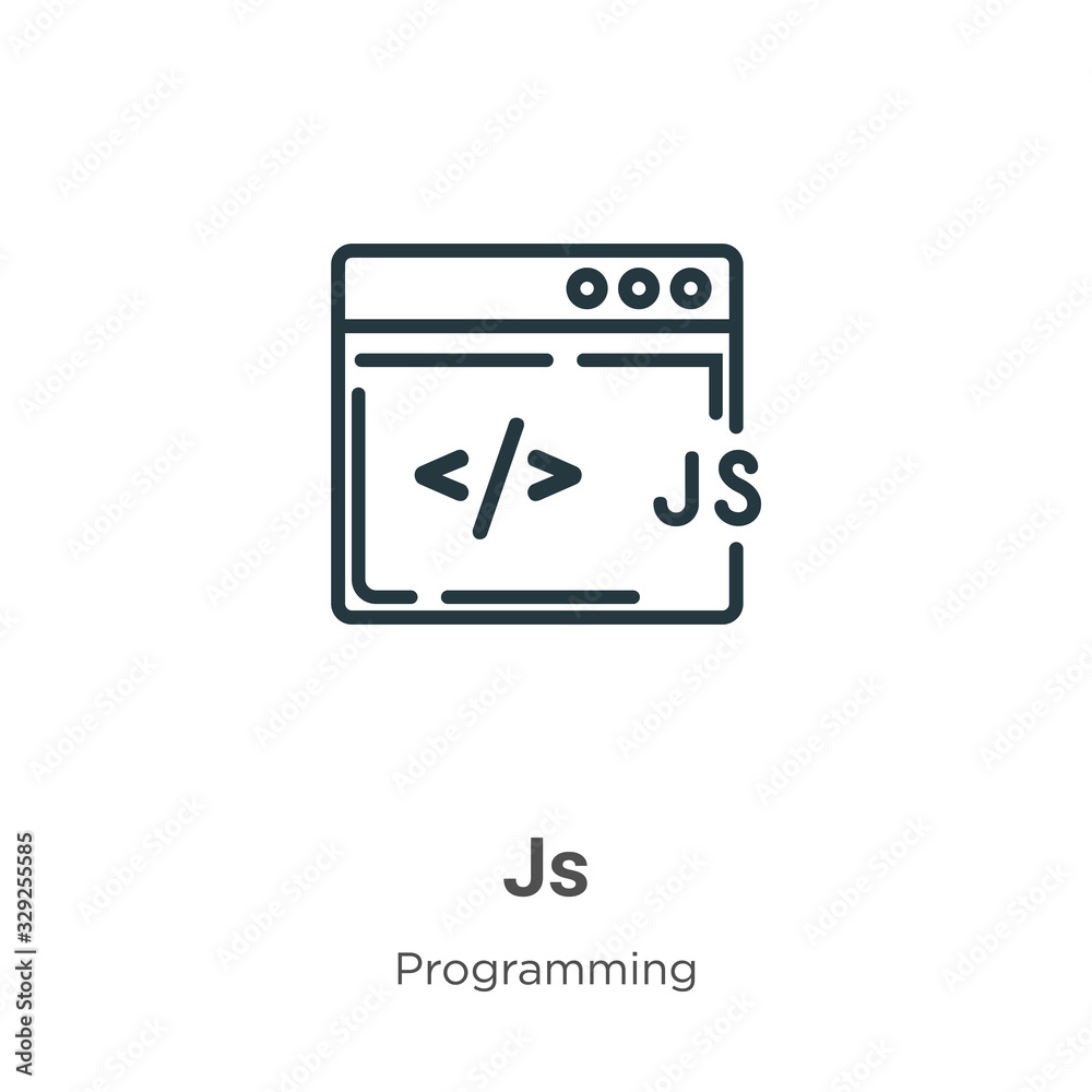 Poster js outline vector icon. thin line black js icon, flat vector simple element illustration from editab