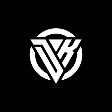 DK logo with triangle shape and circle rounded design template
