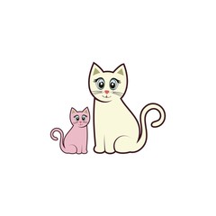 vector mother cat and her cute and beautiful child
