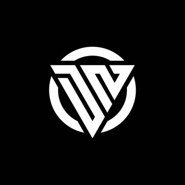DN logo with triangle shape and circle rounded design template