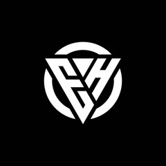 EH logo with triangle shape and circle rounded design template