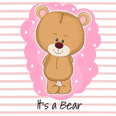 Obraz na płótnie Canvas Cute cartoon positive baby bear sweet dreaming.