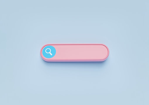 Minimal Blank Search Bar On Pastel Blue Background. Web Search Concept. 3d Rendering