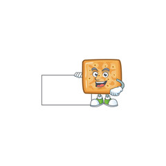 Funny crackers cartoon design Thumbs up with a white board