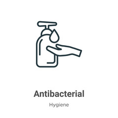 Antibacterial outline vector icon. Thin line black antibacterial icon, flat vector simple element illustration from editable hygiene concept isolated stroke on white background