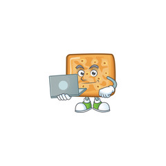 smart student of crackers using a laptop