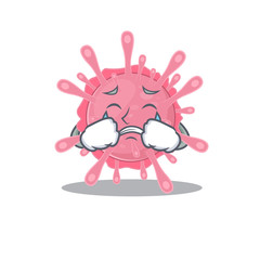 A Crying corona virus germ cartoon mascot design style